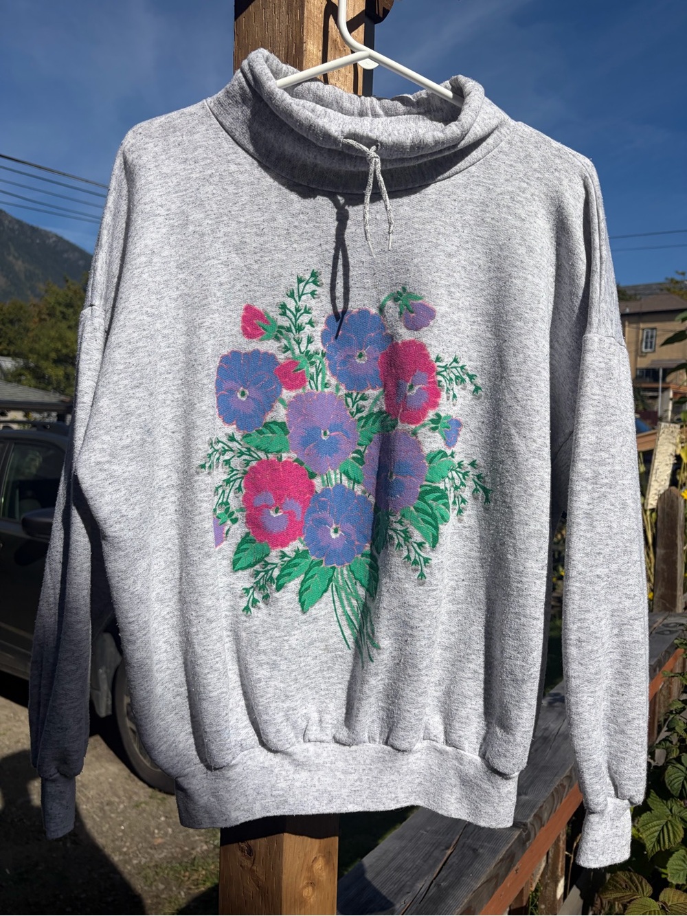 Vintage Grey Floral Sweatshirt